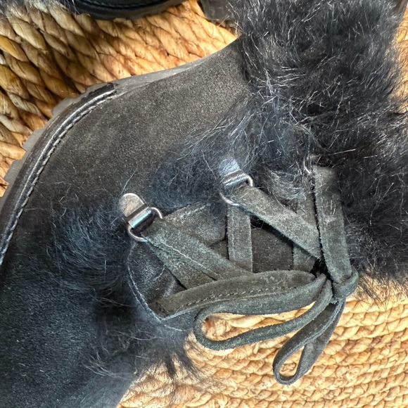 Coach Elegant Black Suede Mules Kristy 10 B Fur-Trimmed Women's Slip On Heels - Picture 7 of 10